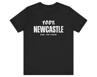 Newcastle United T-Shirt, 100% Geordie Tshirt, Black and White Toon Army Cotton Tee