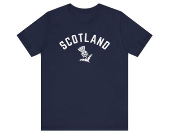 Scotland Thistle T-Shirt, Tartan Army Pride Tee, Unisex Cotton Rugby Shirt