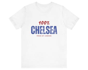 Chelsea T-Shirt, Blues 100%, CFC White Cotton Football Tshirt Tee