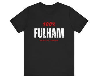 Fulham FC T-shirt, 100% Cottagers Tee, Black Cotton Football Tee