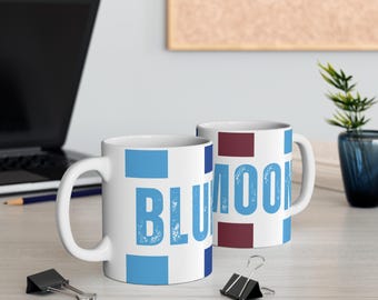Tazza Manchester City, Blue Moon, Sky Blue e White, tazza da calcio in ceramica da 11 once