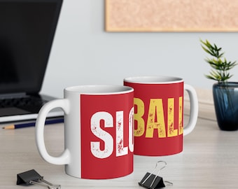 Liverpool-mok, speelbal, Champions speelstijl, rode en witte keramische voetbalbeker