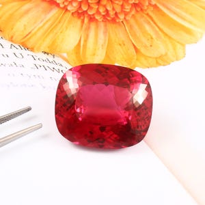 AAA Flawless Burma Ruby Loose Cushion Gemstone Cut, Fine Quality Museum Grade Ruby Pendant & Premium Jewelry Making Gemstone Cut 28x24 MM