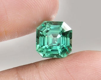 Zafiro parti de Ceilán AAA, talla Asscher, 7 x 7 mm / Piedra natal impecable para la elaboración de anillos de boda.