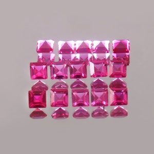 Burma Ruby Loose Gemstone: AAA Pinkish Red Square Cut (2x2 MM)