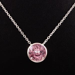 10x10 MM - AAA Quality Ceylon Padparadscha Sapphire Round Pendant, 925 Sterling Silver Gemstone Pendant, September Birthstone, Proposal Gift