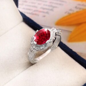 AAA Burma Ruby Ring | 925 Sterling Silver Valentine Ring Jewelry Gifts | 9x7 MM Oval Cut Gemstone Her Birthstone