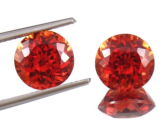 AAA Flawless Ceylon Orange Sapphire Loose Round Gemstone Cut, Extreme Quality Sapphire Earing & Jeweley Making Matched Pair 7 to 10 MM