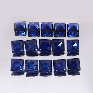 2 x 2 MM bis 6 x 6 MM - AAA Extrem schöner Makelloser Ceylon Blauer Saphir Loser quadratischer Princess Cut Edelstein für die Schmuckherstellung