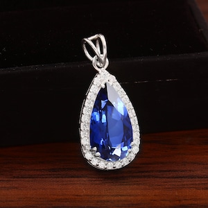 17x9 MM - AAA Flawless Ceylon Blue Sapphire Pear Pendant, 925 Sterling Silver Gemstone Pendant, September Birthstone, Birthday Gift For Her