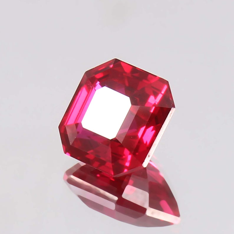 Ruby Auster Ruby Asscher Cut 12x12 MM Loose Gemstone, Pigeon Red Mozambique Ruby ...