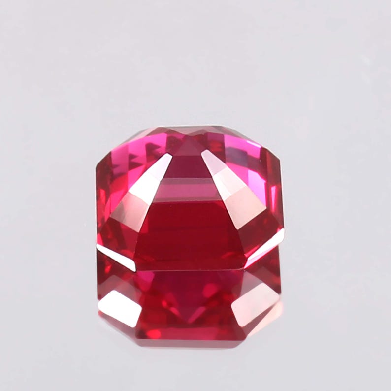 Ruby Auster Ruby Asscher Cut 12x12 MM Loose Gemstone, Pigeon Red Mozambique Ruby ...