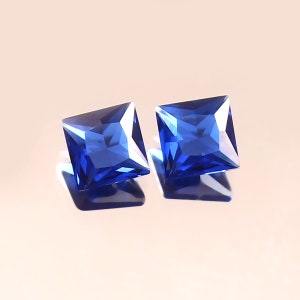 AAA onberispelijke korenblauw Ceylon-spinel losse vierkante prinses geslepen edelsteen, fijne kwaliteit spineloorbellen en sieraden maken matched pair 4 x 4 mm