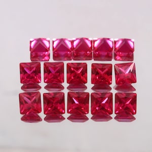 AAA 5x5 MM Ravishing & Breathtaking Pegion Red Burma Ruby Loose Square Princess Cut Gemstone For Jewelry Making And Setting Gemstone Cut