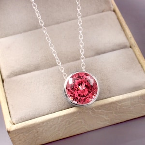 10x10 MM - AAA Quality Ceylon Padparadscha Sapphire Round Pendant, 925 Sterling Silver Gemstone Pendant, September Birthstone, Birthday Gift