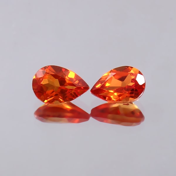 AAA 6x4 MM Ravishing Luster & Nice Color Ceylon Orange Sapphire Loose Pear Gemstone Cut For Earing And Fine Jewelry Making Matched Pair Cut