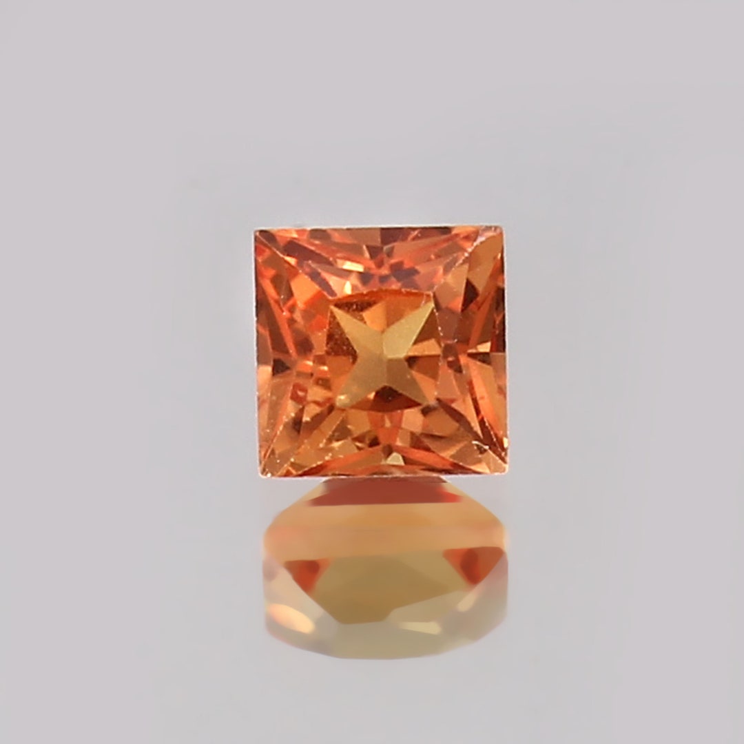 Ceylon Padparadscha Sapphire: 4x4mm Square Princess Cut Peach Gemstone ...