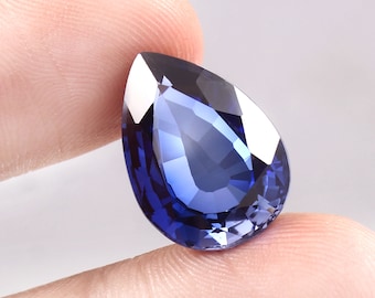 Gema de zafiro azul de Ceilán AAA talla pera: piedra suelta de 18 x 13 mm