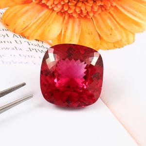 AAA Flawless Burma Ruby Loose Cushion Gemstone Cut, Fine Quality Museum Grade Ruby Pendant & Premium Jewelry Making Gemstone Cut 25x25 MM