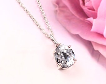 AAA Ceylon White Sapphire Pendant | 925 Sterling Silver, September Birthstone