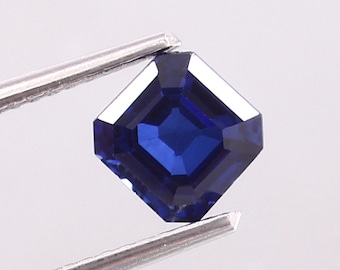 Zafiro azul real AAA impecable: piedra preciosa de Ceilán de corte Asscher de 6 mm