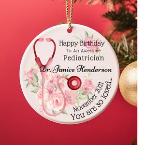 Personalized Profession Birthday Ornament Doctor Healthcare Worker Computer Engineer Caregiver Teacher Nurse Lawyer Sibling Friend Thank You