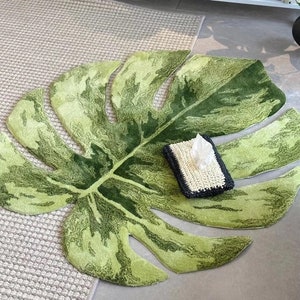 Monstera Leaf Rug, Nature Moss Rug, Botanical Rug, Forest Decor, Outdoor Nursery Rug Living Room Mat Green Rug Grass Carpet, Unique Gift