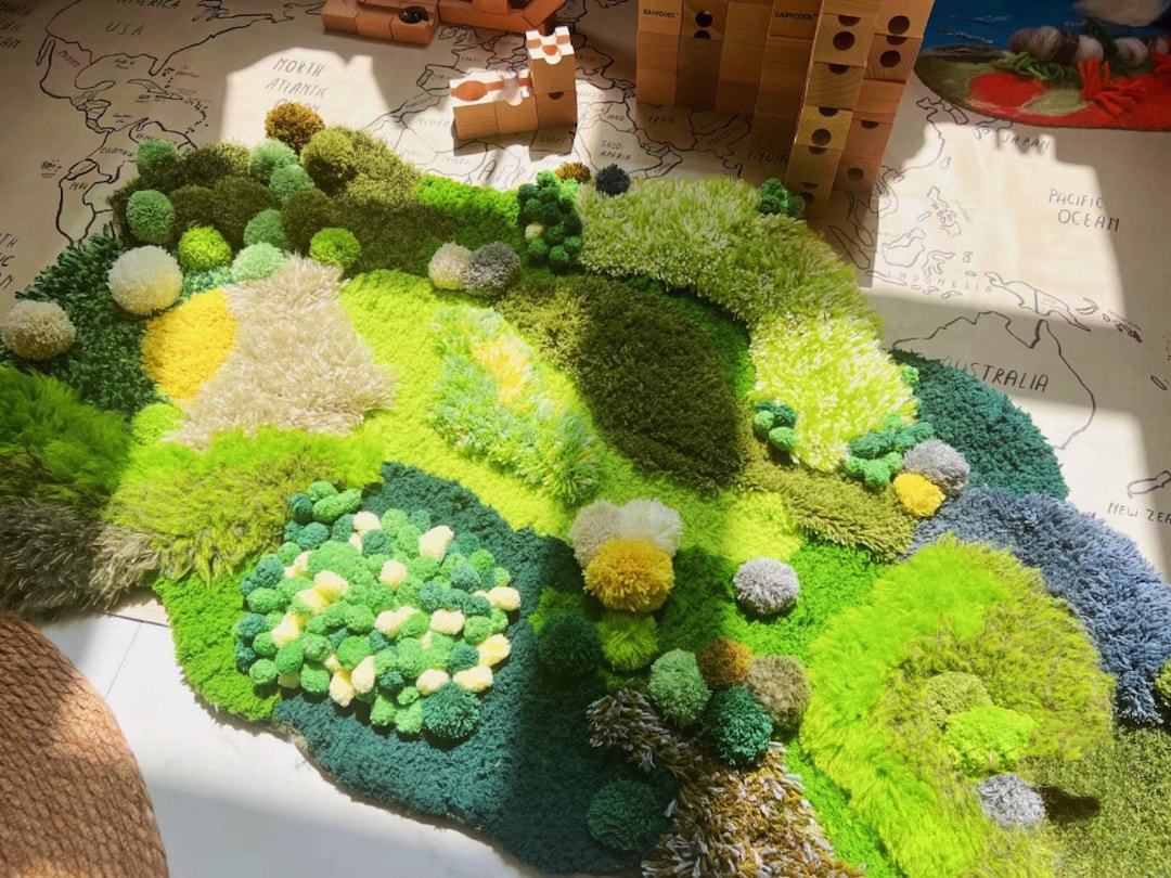 Latch Hook Moss Rug Garden Rug, Tufted Rug, Meadow Rug, Forest Rug