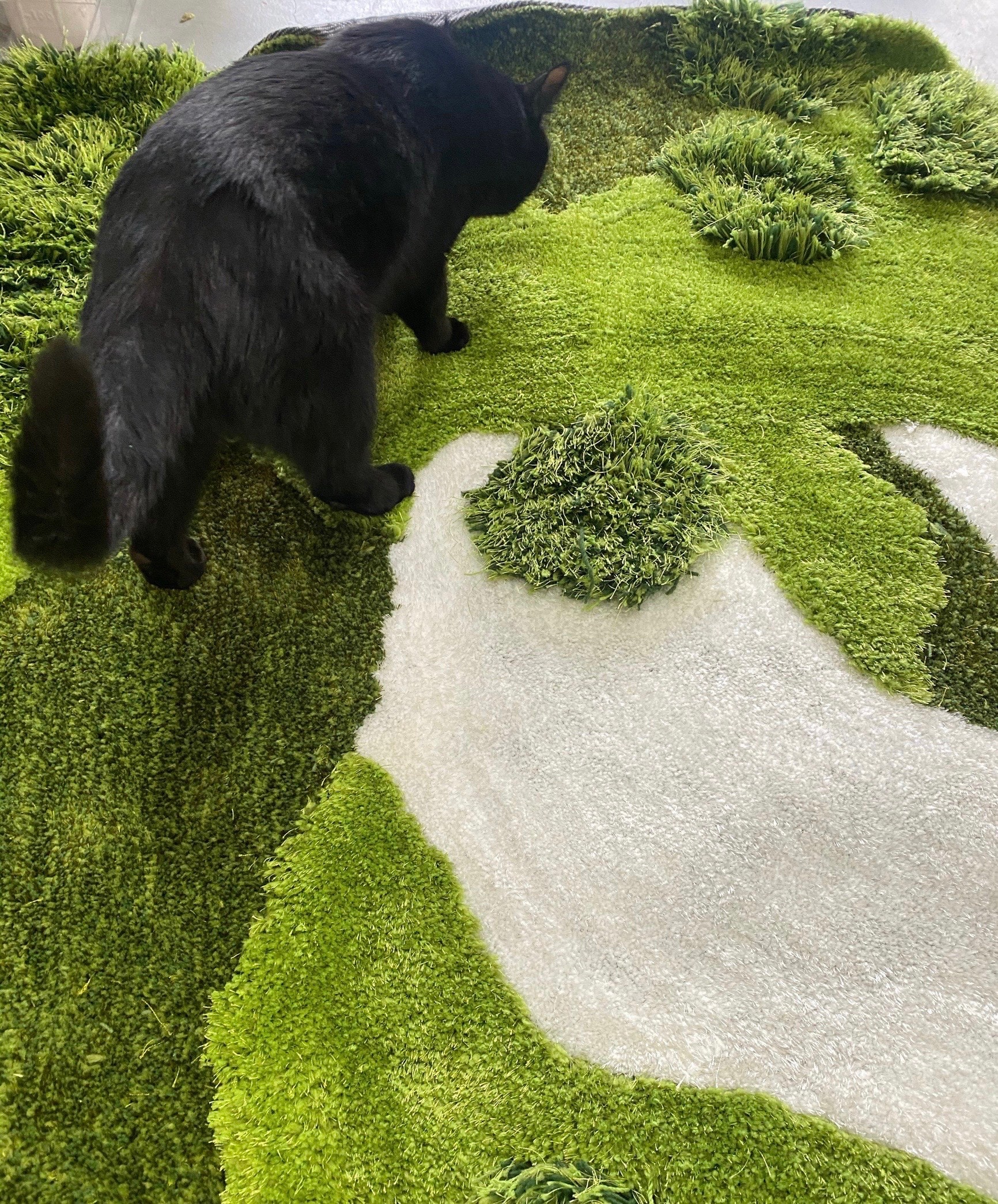 Realistic 3D Moss Area Rug With Grassy Turfs, Green Irregular Grass Meadow  Carpet, Forest Garden Landscape Decor 