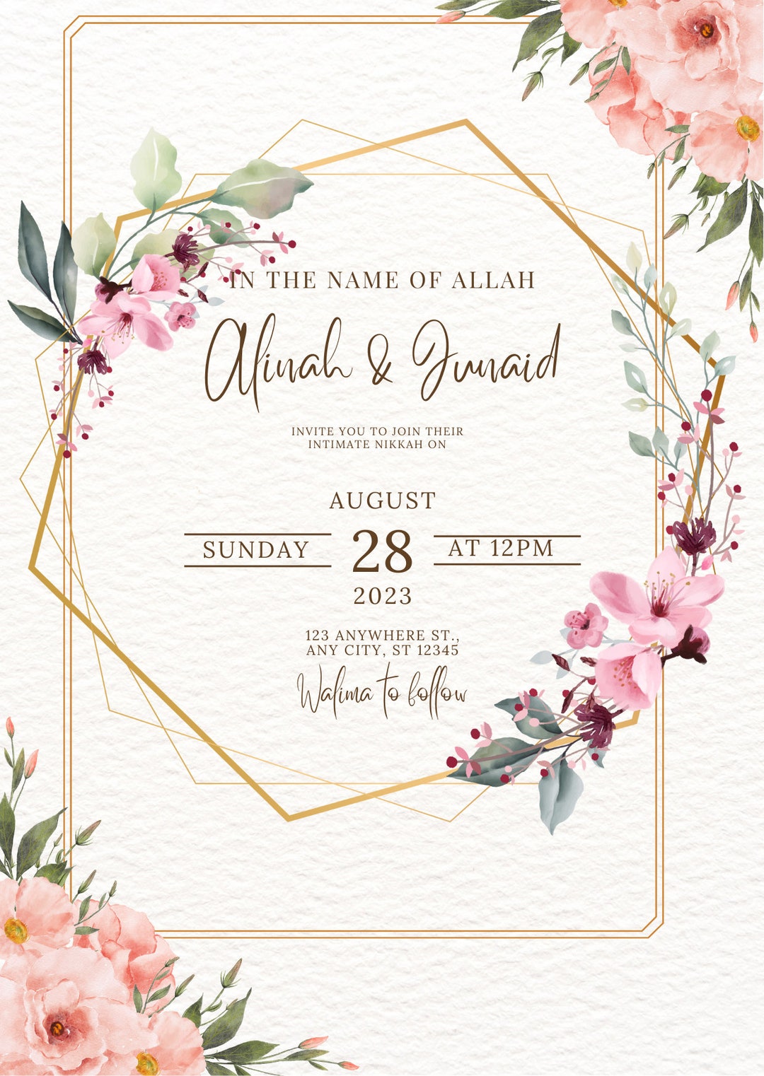 Nikkah Invitation Card Etsy