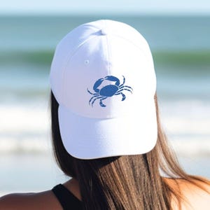 Blue Crab Classic Cap, Embroidered Crab Gift, Beach Hat with Crustacean, Ocean Vibes Baseball Cap, Fun Gift for Seafood or Marine Life Lover
