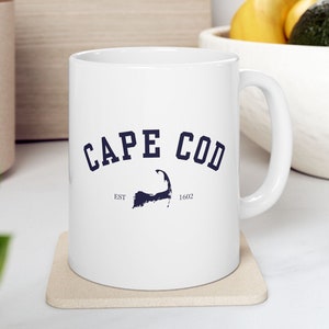 Cape Cod 1602 Mug, 11oz Coffee, Tea, Cocoa Drinkware, Cape Beach House Gift, Coastal Kitchen Mug, Cape Cod Lover Gift Massachusetts Souvenir
