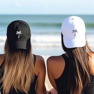 Embroidered Palm Tree Classic Cap, Gift for Beach Lover, Vacation Baseball Hat, Cap for Tropical Island Trip, Summer Beach Themed Accessory