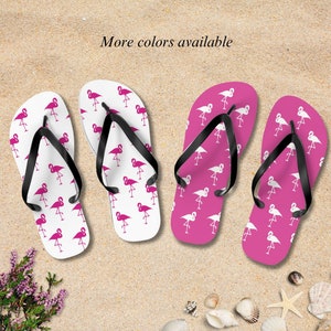 Flamingo Flip Flops, Summer Casual Footwear, Flip Flops for Women, Pool and Spa Sandals, Cute Tropical Thong Sandal, Gift for Beach Vacation