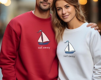 Sail Away Sweatshirt, Gift for Sailor, Cute Boating Shirt, Sailboat Sweater, Cute Sailing Gift for Boater Funny Nautical Crewneck Sweatshirt