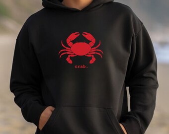 Crab Adult Sweatshirt, Marine Biologist Gift, Beach Vacation Hoodie, Crab Fishing Crewneck Sweatshirt, Ocean Life Hoodie, Crustacean Print