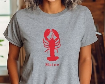 Maine Lobster Unisex T-shirt, Marine Life Shirt, Beach Tee, Summer Vacation Tshirt, Coastal Animal Tee, Ocean Life tshirt, Crustacean Print
