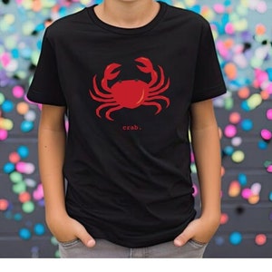 Kids Crab T-shirt, Marine Life Shirt, Youth Summer Beach Vacation Tee, Sea Life Print Tshirt, Ocean Theme Shirt, Underwater Crustacean Print