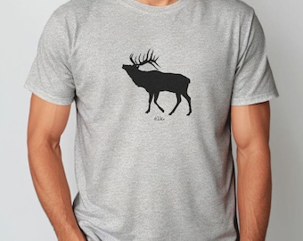 Elk T-shirt, Outdoor Enthusiast Tee, Gift for Elk Lover, Animal Print Shirt, Camping Tee, Wilderness Print Shirt, Buck Wildlife Nature Lover