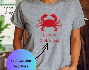 Custom Personalized Crab T-Shirt, Summer Vacation Shirt, Gift for Beach Lover, Fun Crustacean Print, Marine Life Shirt, Seafood Lover Tee