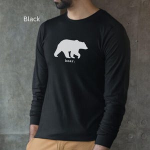 Bear Long Sleeve T-shirt, Wildlife Nature Lover Shirt, Forest Animal Graphic Top, Hiking Camping Outdoors Apparel, Mountain Adventure Shirt