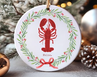 Maine Lobster Ornament: Coastal Christmas Tree Decor, Gift for Lobster Lover, Maine Souvenir, 4 Shapes