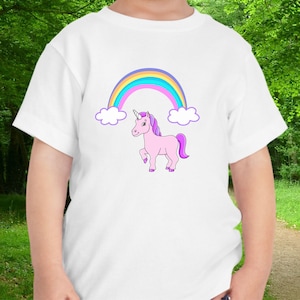 Toddler Rainbow Unicorn Tshirt, Cute Unicorn Gift for Girls, Children&#39;s Rainbow Unicorn Shirt, Colorful Summer Vacation Tee, Kids Beach Tee