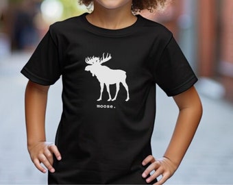 Kids Moose T-shirt, Outdoor Life Shirt, Camping Tee, Summer Vacation Tshirt, Wilderness Print Shirt, moose. shirt, nature lover,wildlife tee
