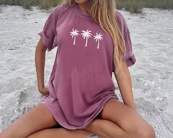 3 Palms Comfort Colors T-shirt, Summer Vacation Tropical Beach Tshirt, Holiday Palm Tree Shirt, Coastal Palm Graphic Tee, Beach Lover Gift