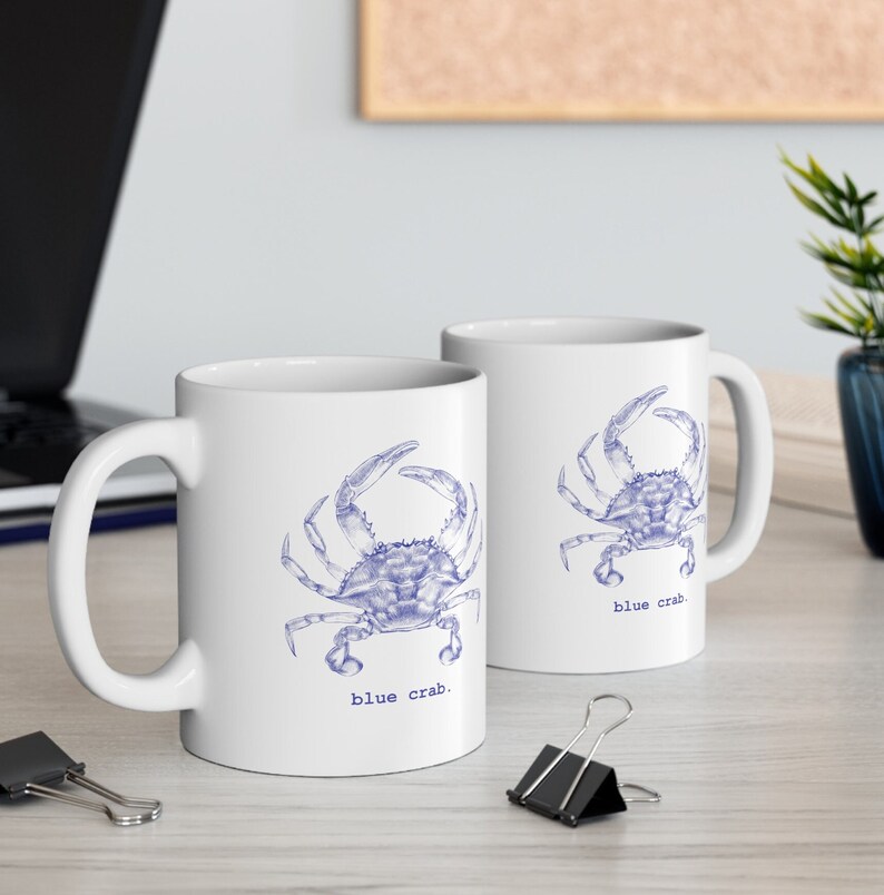 Blue Crab Mug, Coffee, Tea, Hot Cocoa Mug, Beach House Gift, Crab Lover