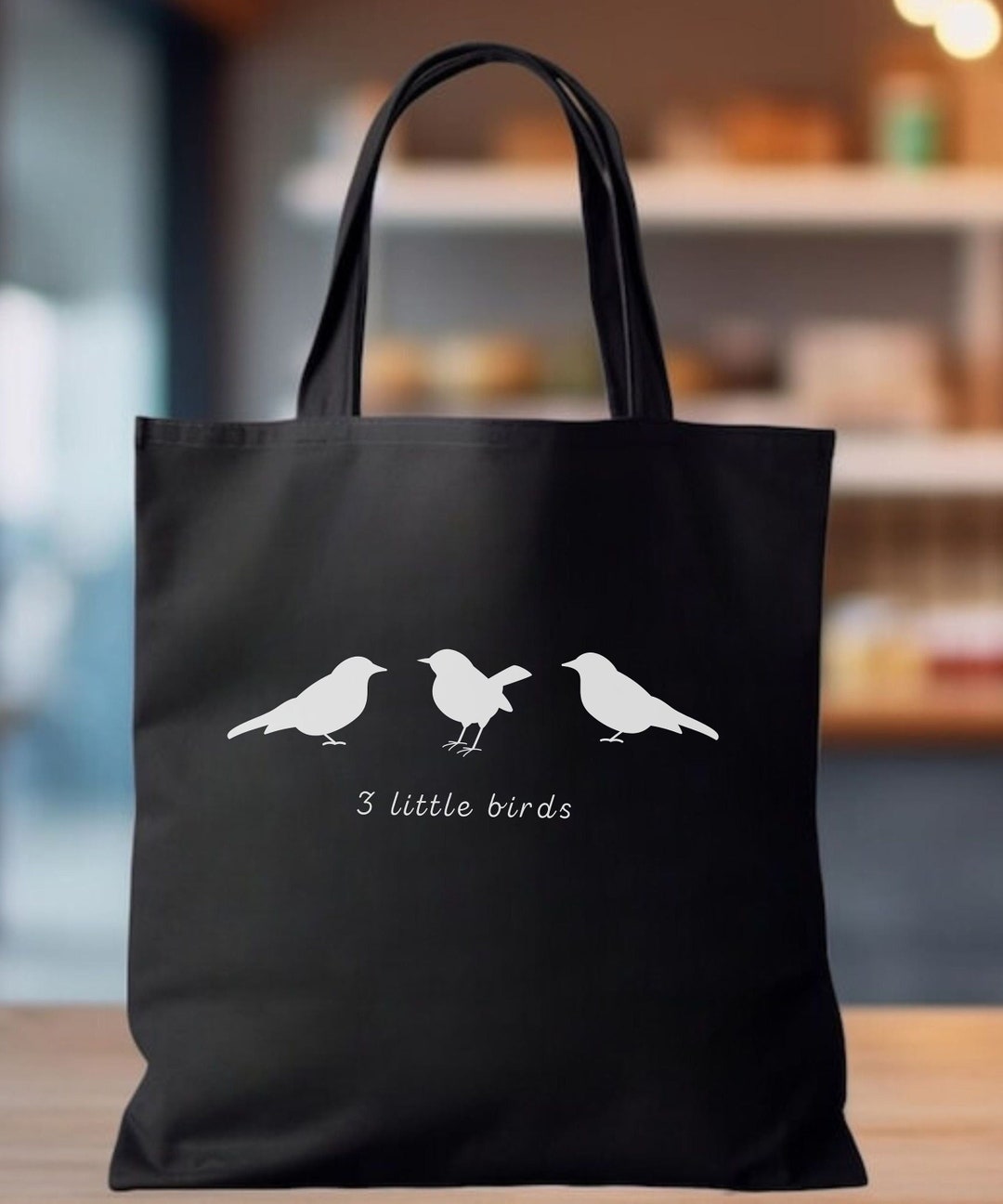 ハンドメイドトートバッグ ビッグ 両面に小鳥さんのパネル 輸入