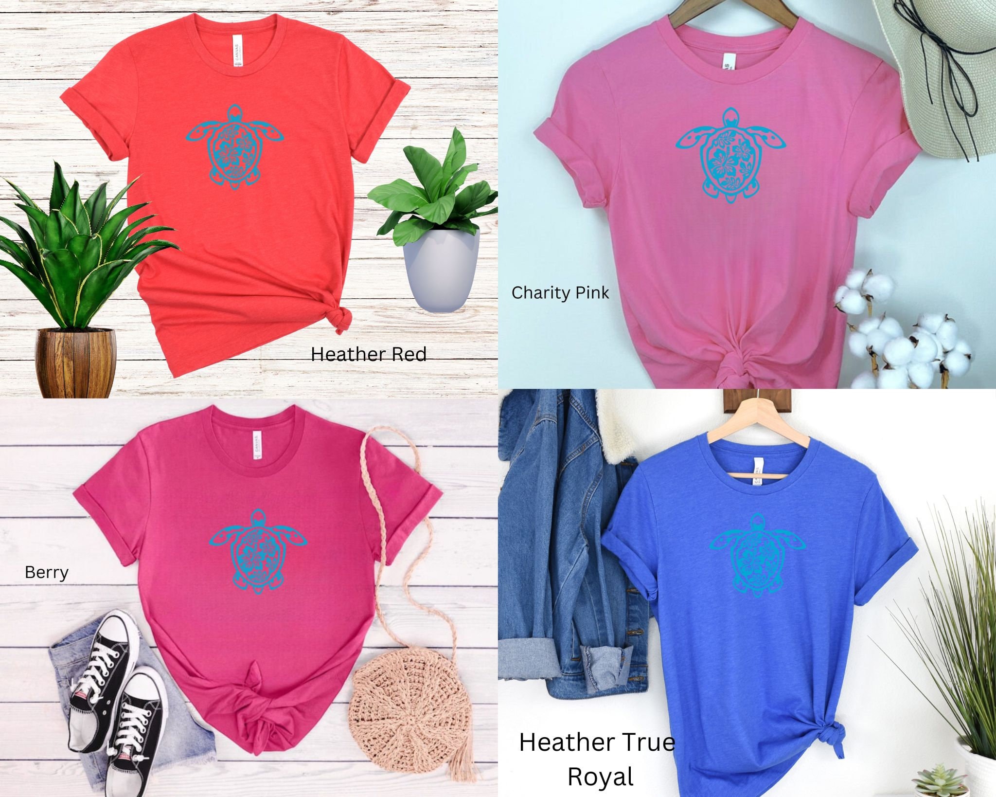 Samoa T-Shirt Sea Turtle With Blooming Hibiscus Flowers Tribal Blue