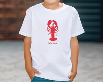 Kids Maine Lobster T-shirt, Marine Life Shirt, Beach Tee, Summer Vacation Tshirt, Coastal Animal Tee, Ocean Life tshirt, Crustacean Print