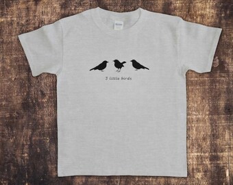 Kids 3 Little Birds Unisex T-shirt, Bird Lover Tee, Reggae Inspired Tshirt, Nature Lover Shirt, Tshirt for Children, Family Camping Shirt